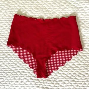 Marysia Santa Monica High waisted Bikini Bottom Reversible Cherry Red Checker